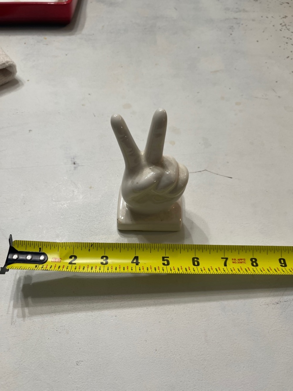 Ceramic Peace Sign Figurine - White